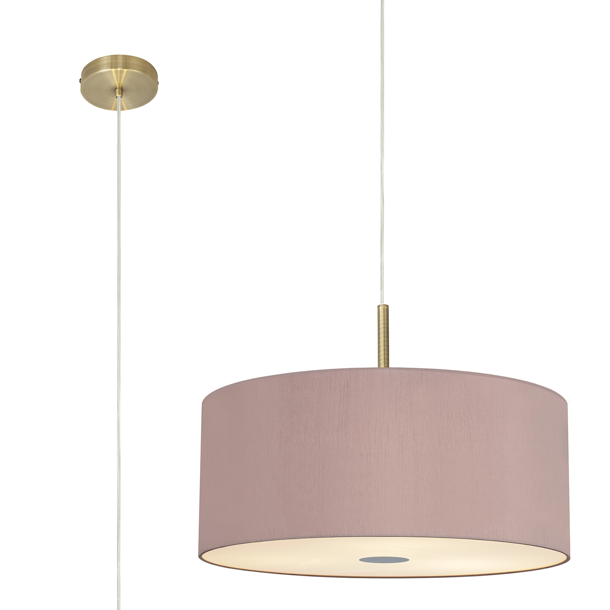 DK0519  Baymont 60cm 5 Light Pendant Antique Brass, Taupe/Halo Gold, Frosted Diffuser